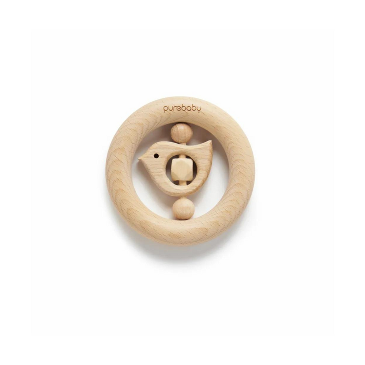 Purebaby Birdy Teething Ring Natural