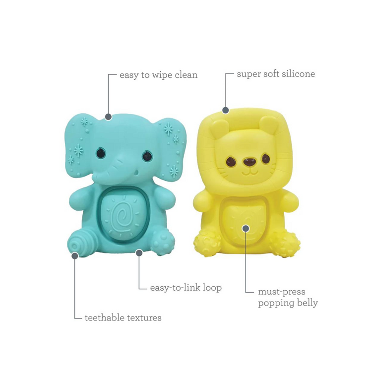 Infantino Teethimal Pop Pals Elephant & Lion (0m+)