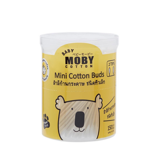 Baby Moby Mini Cotton Buds With Paper Sticks (150 Sticks)