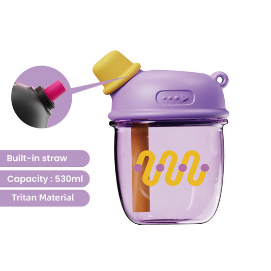 Cocosmile 8320 Dudu Straw Portable Tritan Cup 530ML - Purple