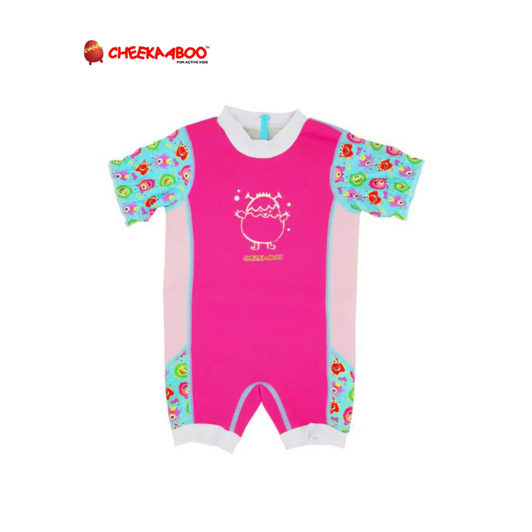 Cheekaaboo Chittybabes Baby Thermal Swimsuit UPF50+ Pink Monster