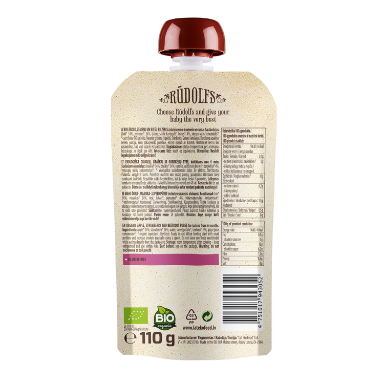 [Halal] Rudolfs Organic Premium Vegetable & Fruits Purees (suitable: 6m+)