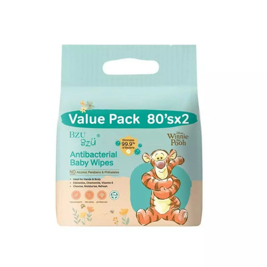 BZU BZU Antibacterial Baby Wipes Value Pack ( 80's x2 )