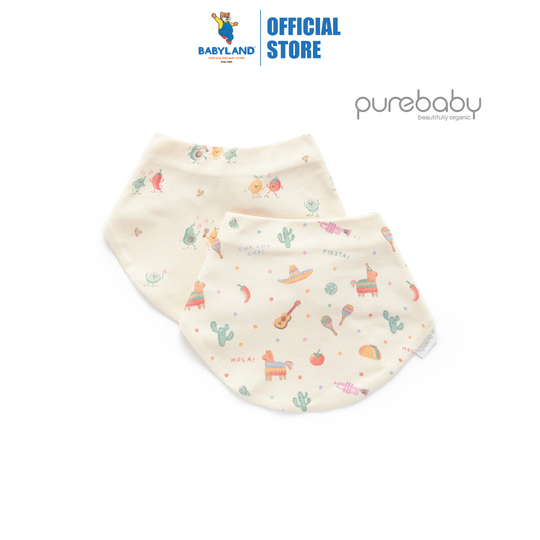 Purebaby Organic 2 Pack Dribble Bib - Pinata Print
