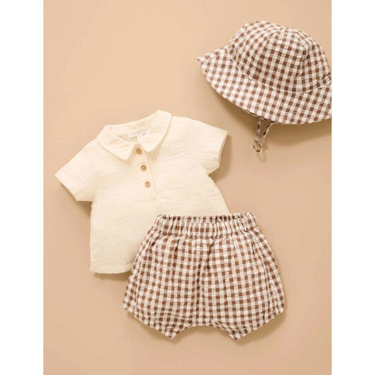 Purebaby Organic Milk Choc Melange Print Gingham Set