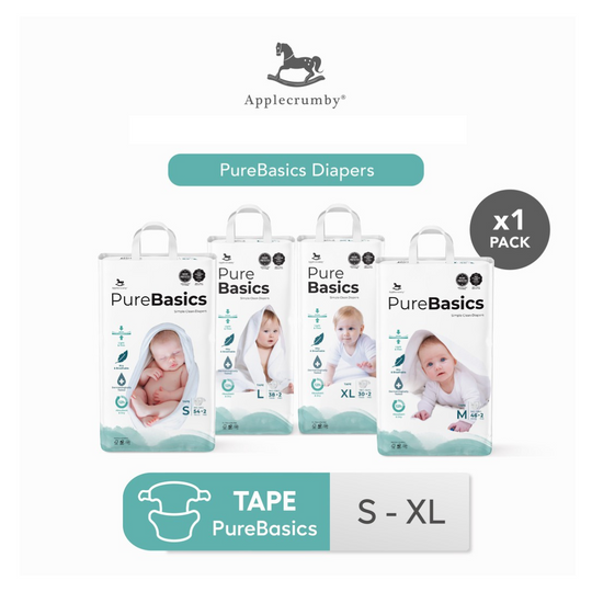 Applecrumby PureBasics Tape Diapers - S56 / M48 / L40 / XL32