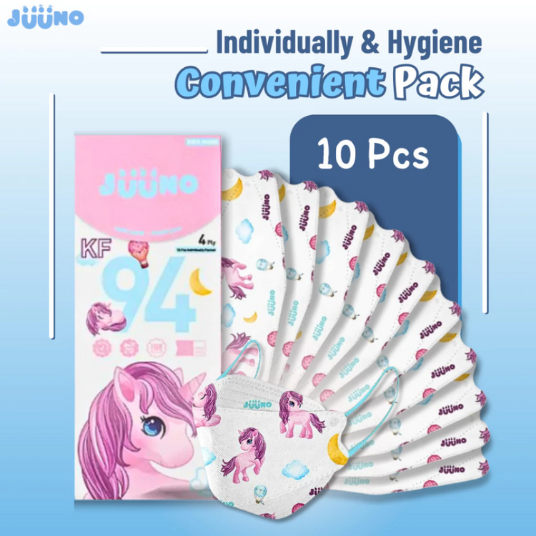 Juuno Kids Mask KF94 Unicorn Fantasy 10'S - Pink | Protective 4Layer Protective >98% 3D Mask