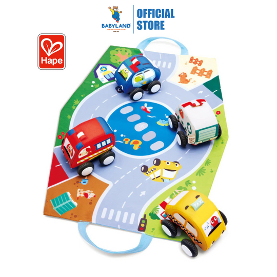 Hape 0076 Pull-Back Plush Car Set (6m+)
