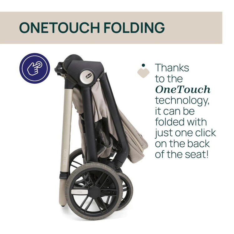 Chicco Bellagio Primo Two Ways Facing Auto Fold Stroller - Como Lake (0-22kg) (Merino Wool, Tencel, Bamboo)