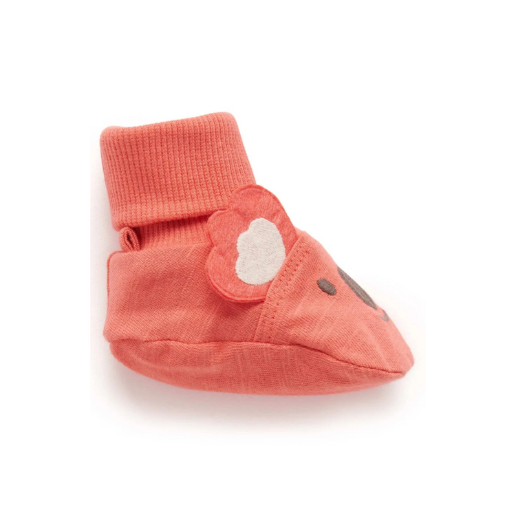 Purebaby Organic Koala Booties Vintage Red