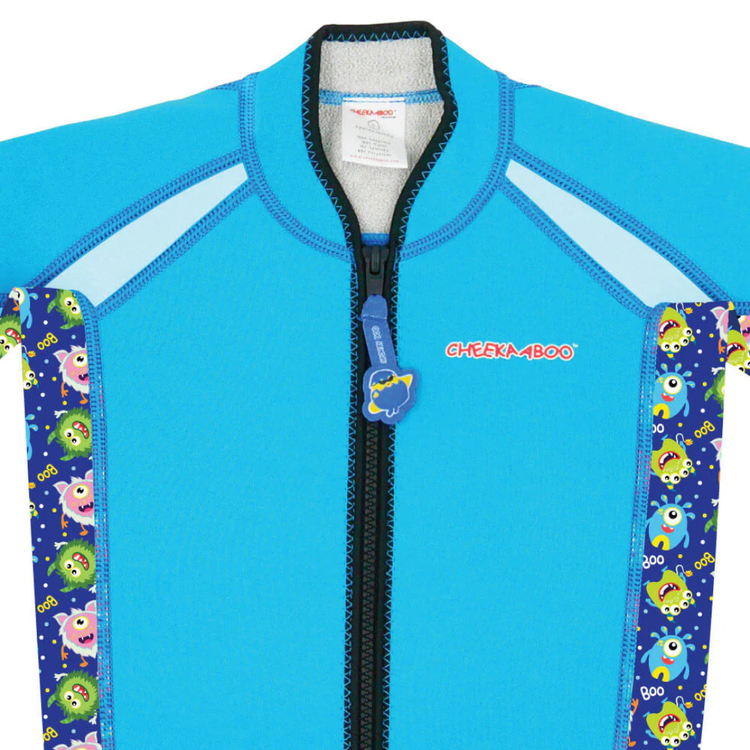 Cheekaaboo Twinwets Toddler Thermal Swimsuit UPF50+ Blue Monster
