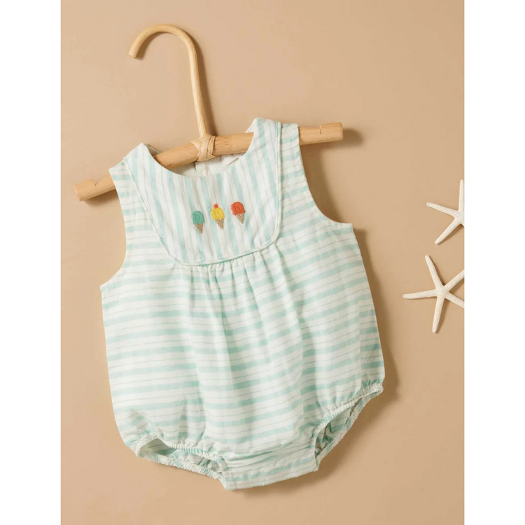 Purebaby Organic Ice Cream Bodysuit Seafoam Stripe