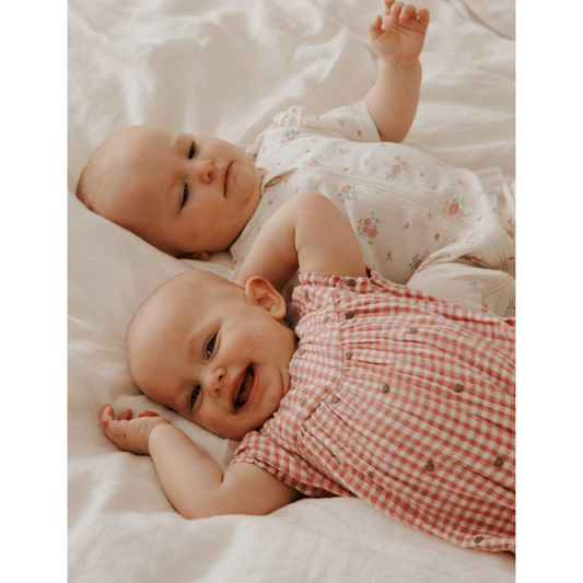 Purebaby Organic Heart Embroidered Romper - Heart Broderie Print