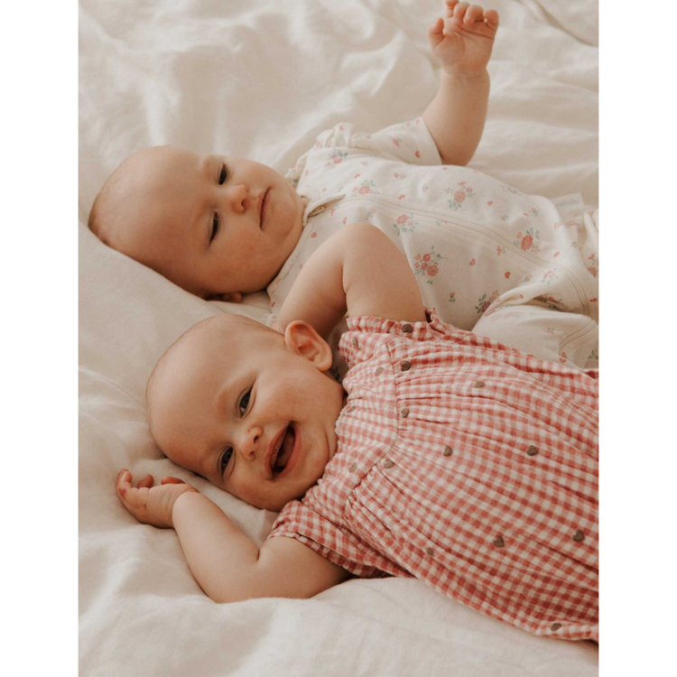 Purebaby Organic Heart Embroidered Romper - Heart Broderie Print