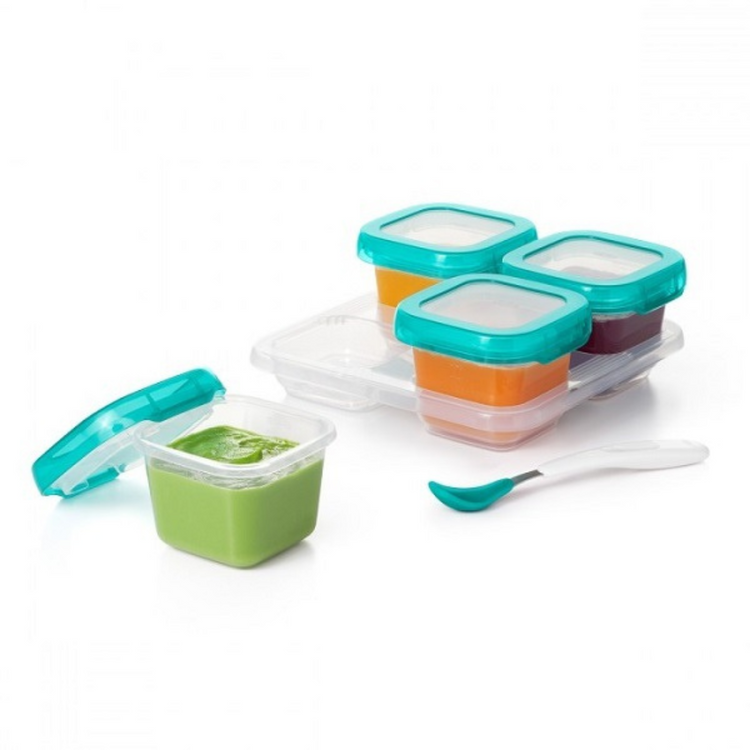 Oxo Tot Baby Blocks Plastic Freezer Storage Containers Set Teal (6oz/180ml)