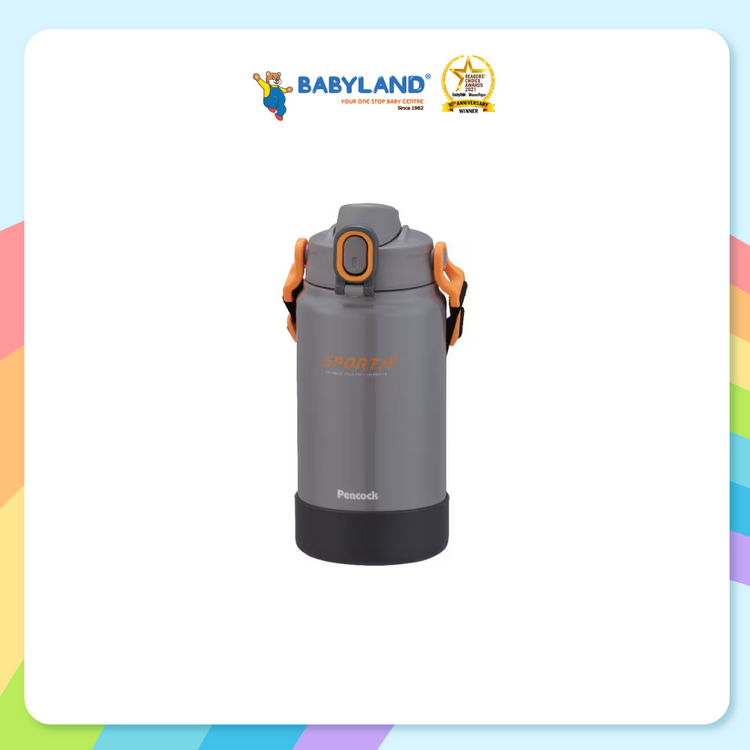 Peacock AJK-R150 1.5L SUS316 One Touch Sports Bottle (Thunder Grey)