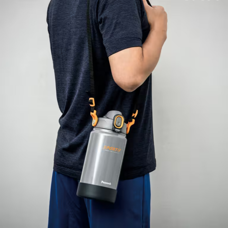 Peacock AJK-R150 1.5L SUS316 One Touch Sports Bottle (Thunder Grey)