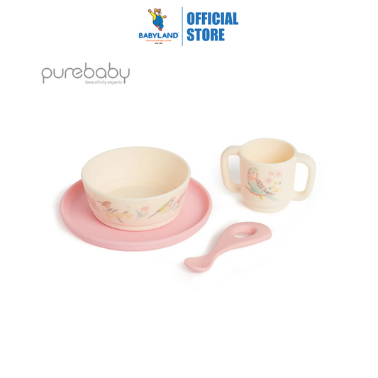Purebaby Organic Aviary Garden Silicone Feeding Set