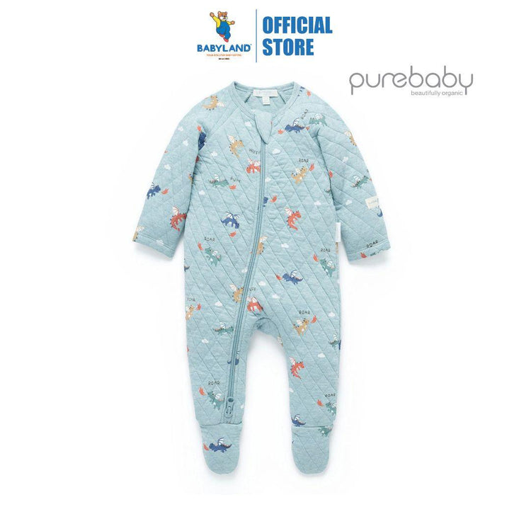 Purebaby Organic Dragon Print Quilted Growsuit