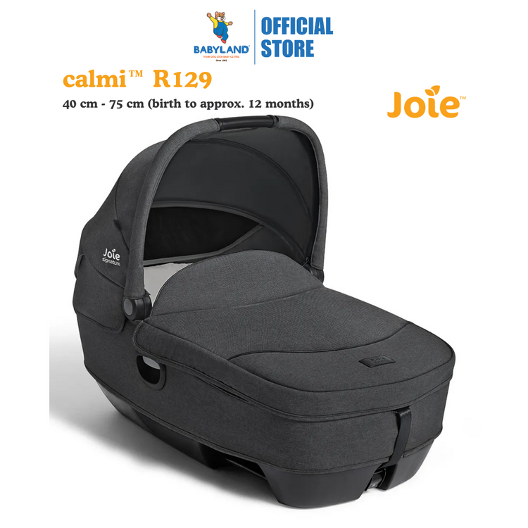 Joie Signature Calmi R129 Car Cot | Car Seat and Carry Cot (Encore Spin System) Ebony