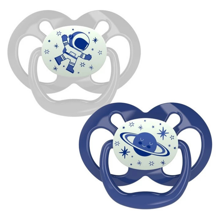 Dr Brown's Advantage Pacifiers Glow In The Dark (2pcs) Stage 1 (0-6m)/Stage 2 (6-18m)