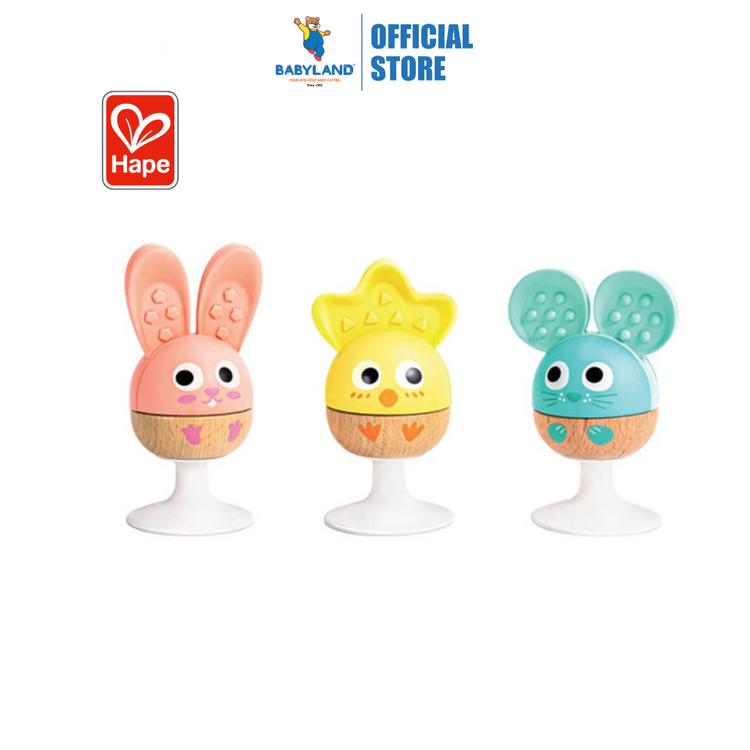 Hape 0123 Cheery Critter Rattle Trio Suitable for Newborn and Up