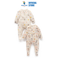 Purebaby Organic Farm Animals 2 Pack Zip Growsuit
