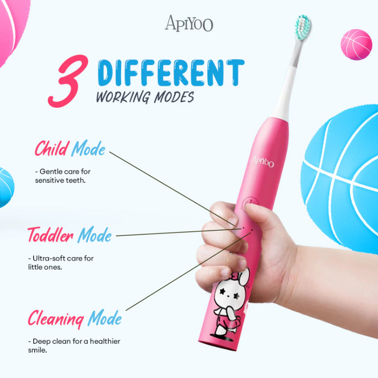 ApiYoo A7 Kids Sonic Electric Toothbrush Cartoon Design