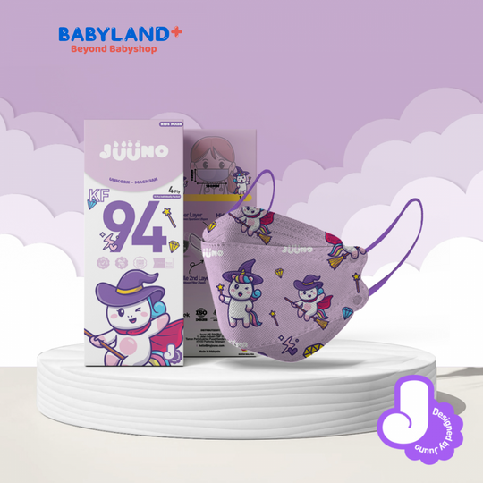 Juuno Kids Mask KF94 Unicorn Magician 10'S - Purple | Protective 4Layer Protective >98% 3D Mask