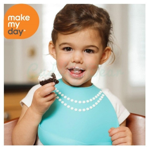 Make My Day Baby Bib - Tiffany Blue With Pearls
