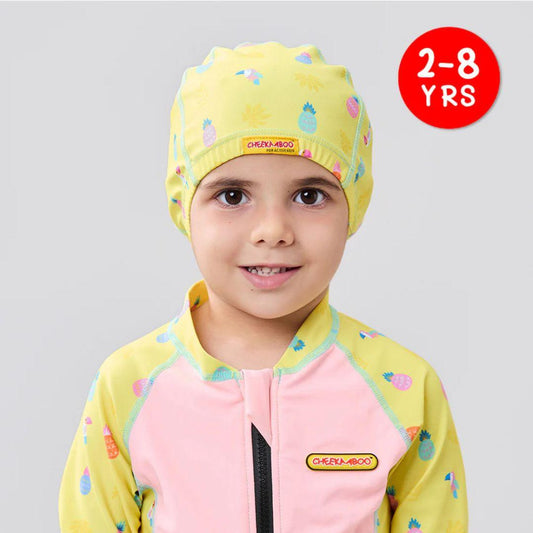 Cheekaaboo Protective Toddler Swim Cap UV Protection Spandex - Peach Pineapple (2-8yrs)