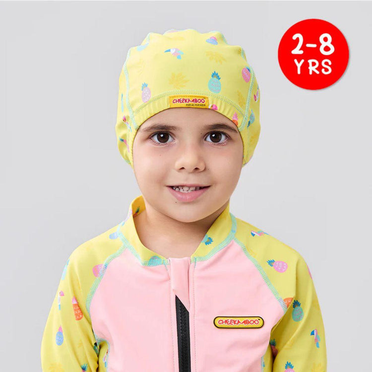 Cheekaaboo Protective Toddler Swim Cap UV Protection Spandex - Peach Pineapple (2-8yrs)