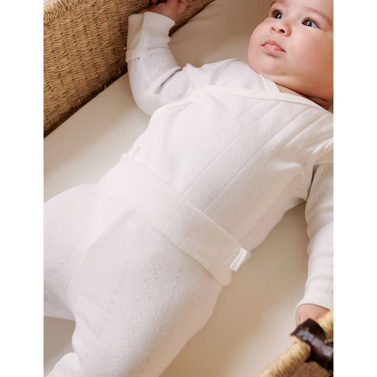 Purebaby Organic Footed Leggings - White Pointelle