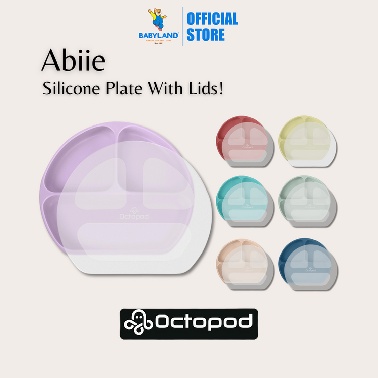 Abiie Octopod Silicone Suction Triangle Plate With Lids
