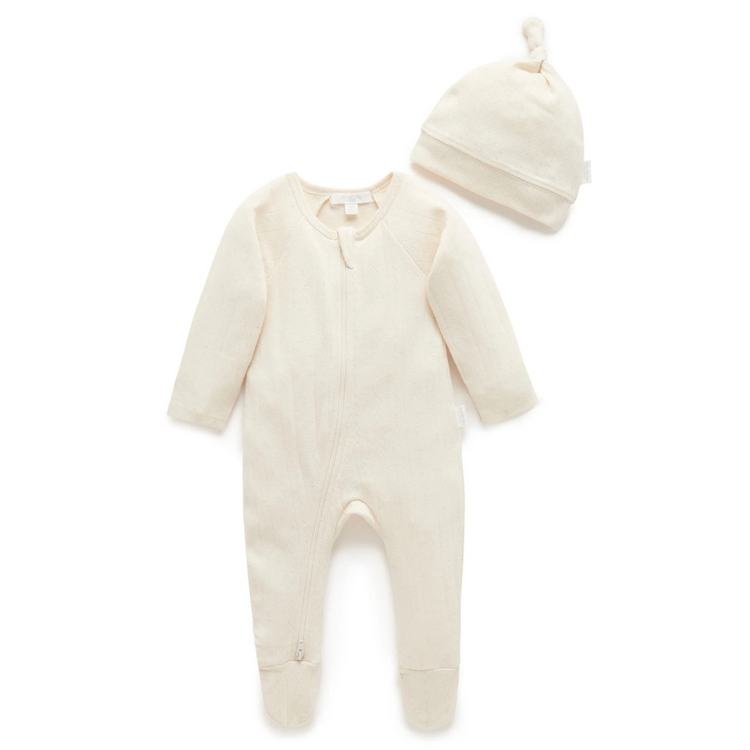 Purebaby Organic Baby Pointelle Pack - Wheat Melange