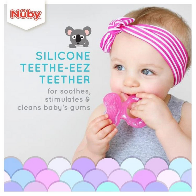 Nuby Comfort Silicone Fish Shaped Teether with Hygienic Case 3m+ (Random Color Selection)