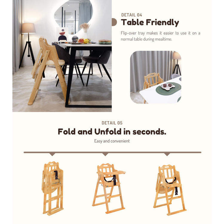 Funbies MI01 Foldable Baby Highchair - Light Grey