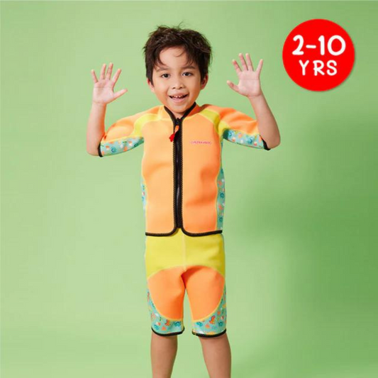 Cheekaaboo Twinwets Suit - Pumpkin Orange/ Dino