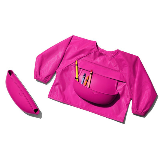 Oxo Tot Sleeved Bib - Pink (9-24m)