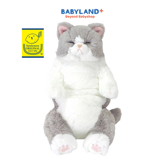 Sunlemon 6462 Grey - Lying Cat Sleeping Face Stuffed Toy M