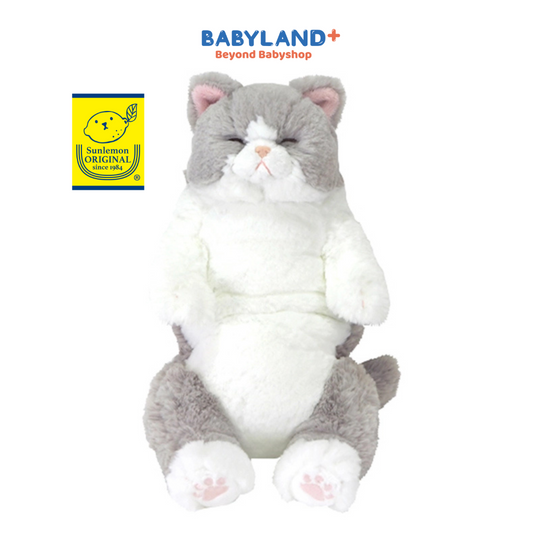 Sunlemon 6462 Grey - Lying Cat Sleeping Face Stuffed Toy M