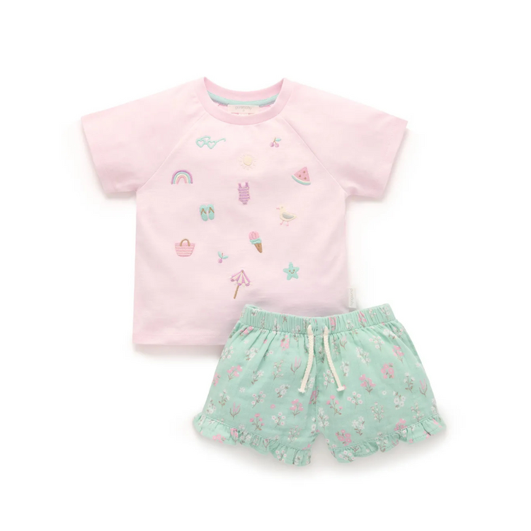 Purebaby Organic Seafoam Floral - Beachy Set