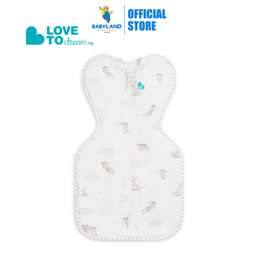 Love To Dream Stage1 Swaddle Up Stretch Cotton 1.0 TOG - White Cloud Bunnies