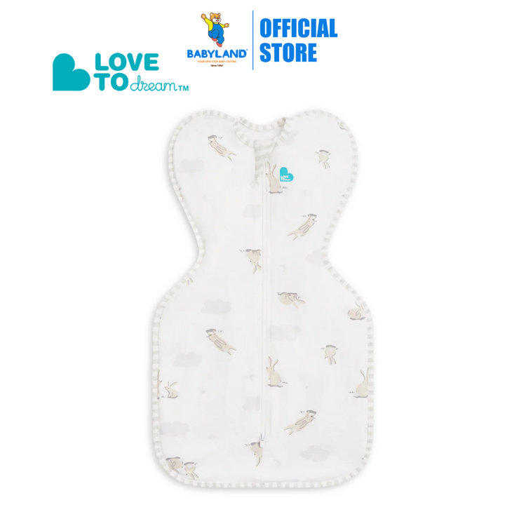 Love To Dream Stage1 Swaddle Up Stretch Cotton 1.0 TOG - White Cloud Bunnies