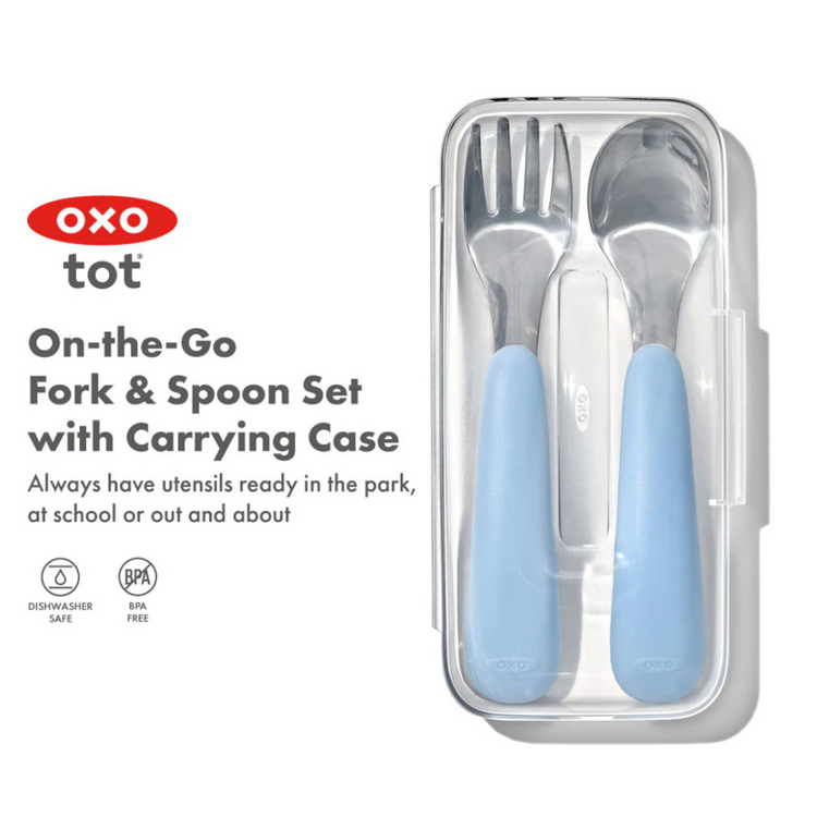 Oxo Tot On-The-Go Fork & Spoon Set - Dusk