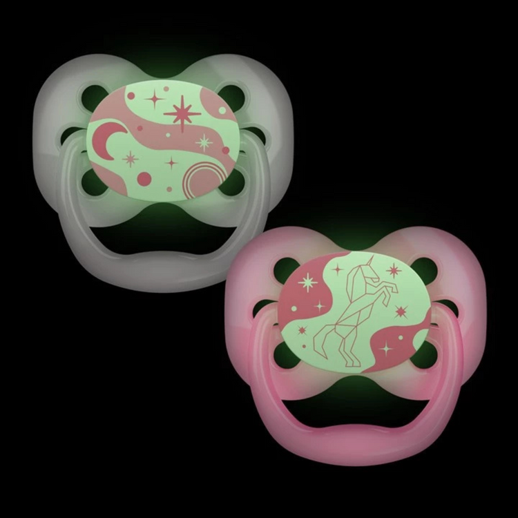 Dr Brown's Advantage Pacifiers Glow In The Dark (2pcs) Stage 1 (0-6m)/Stage 2 (6-18m)