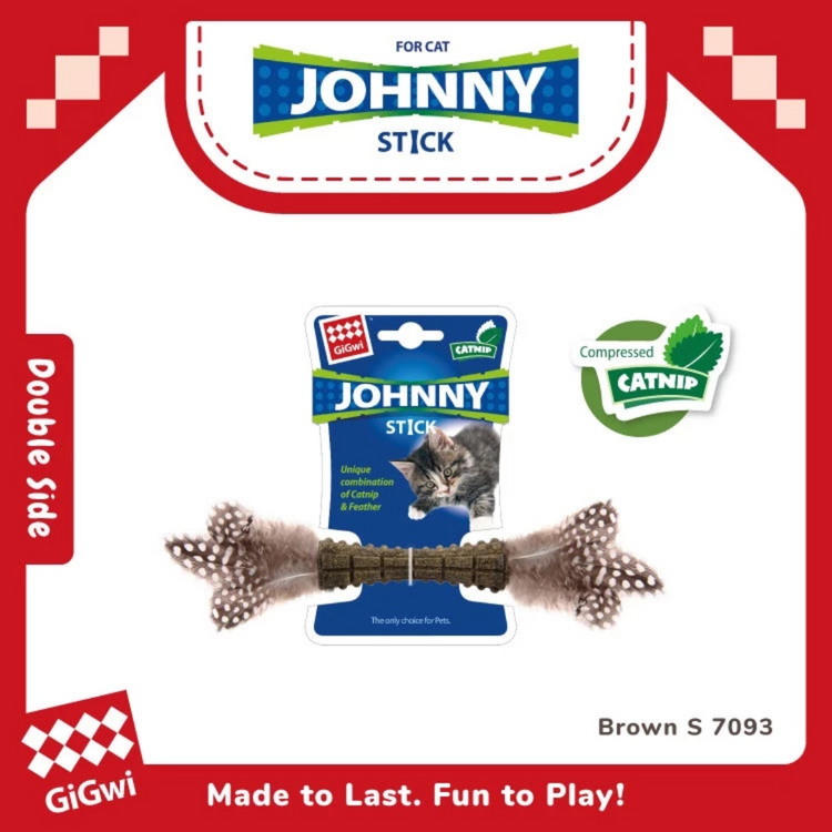 GiGwi Johnny Stick Catnip Natural Feather Cat Toy