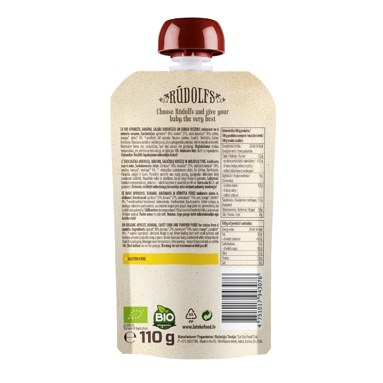 [Halal] Rudolfs Organic Premium Vegetable & Fruits Purees (suitable: 6m+)