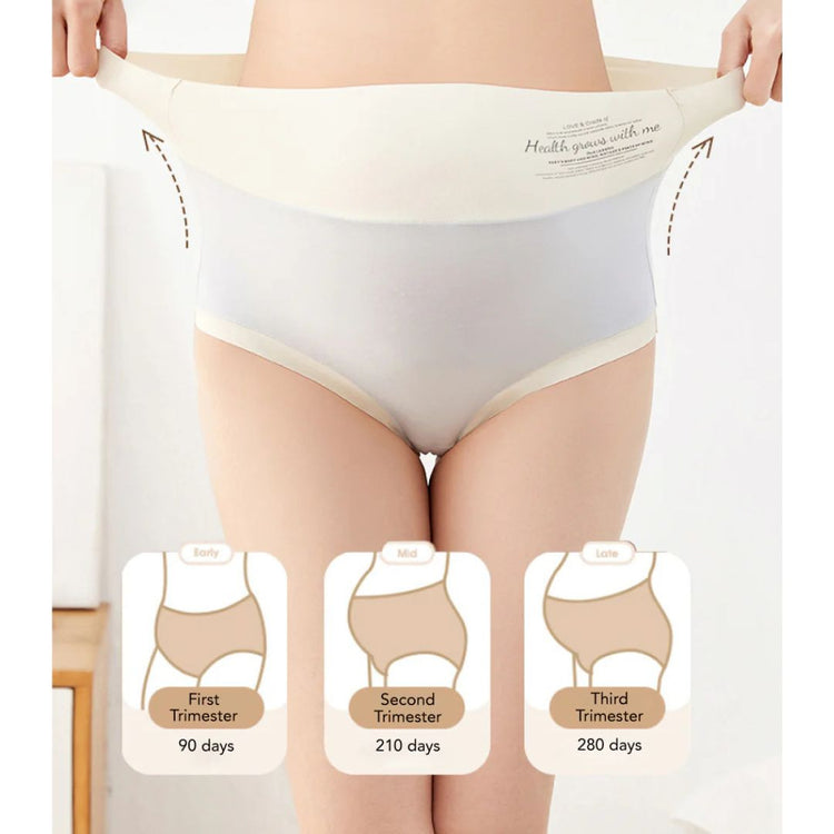 Bmama Modal Seamless High Waist Panties Set 4pcs - Green/Pink