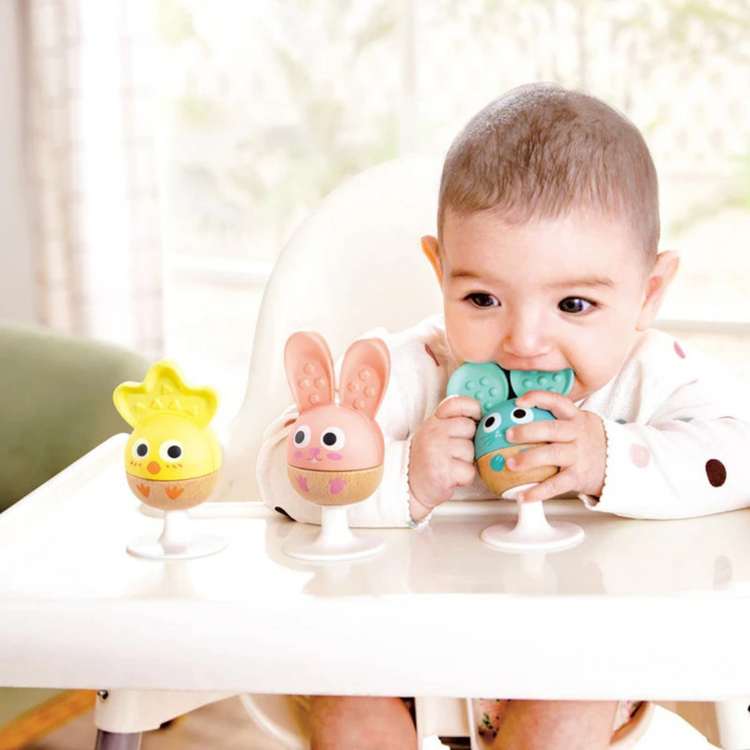 Hape 0123 Cheery Critter Rattle Trio Suitable for Newborn and Up